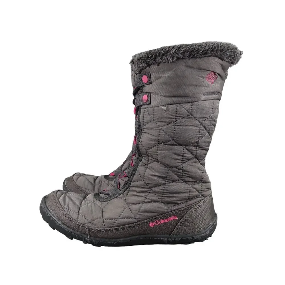 Columbia Shoes Youth 5 Boots Winter Snow Minx Waterproof Lace Up Insulated Grey